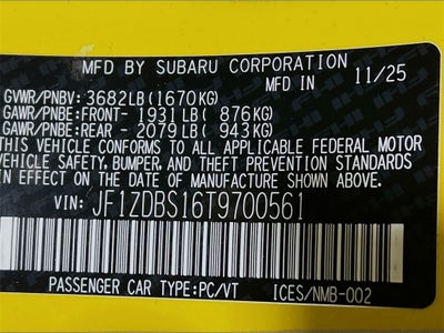 2026 Subaru BRZ Series. Yellow