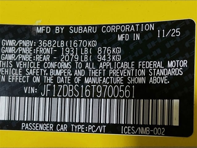 2026 Subaru BRZ Series. Yellow