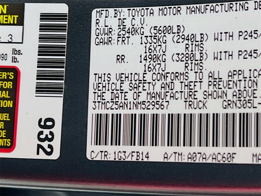 2022 Toyota Tacoma SR V6