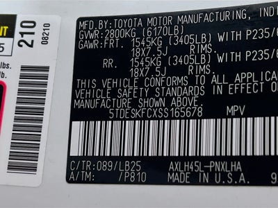 2025 Toyota Sienna Platinum 7 Passenger