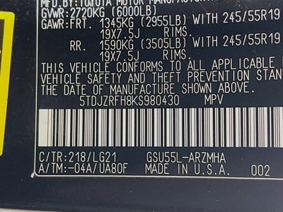 2019 Toyota Highlander SE