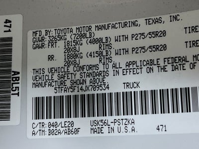 2018 Toyota Tundra Platinum 5.7L V8