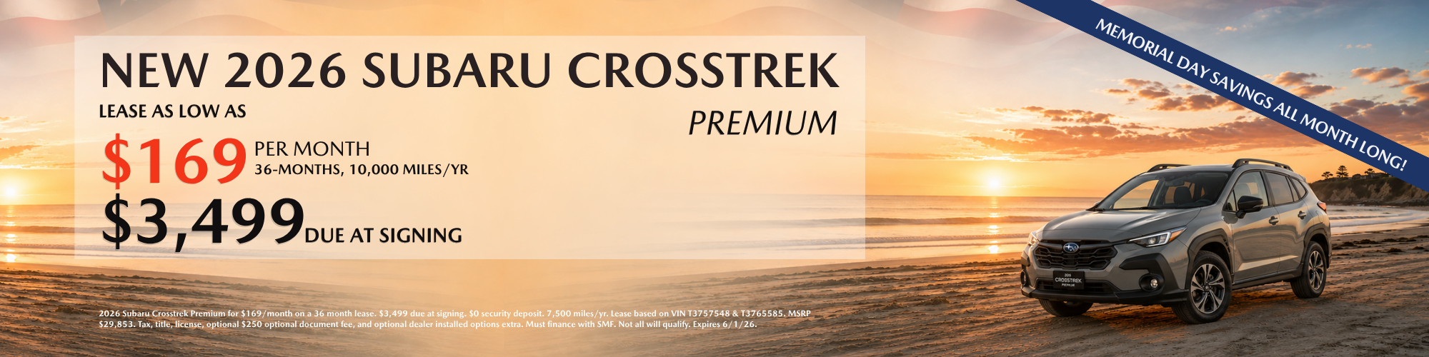 2026 Subaru Crosstrek lease special at Royal Moore Subaru