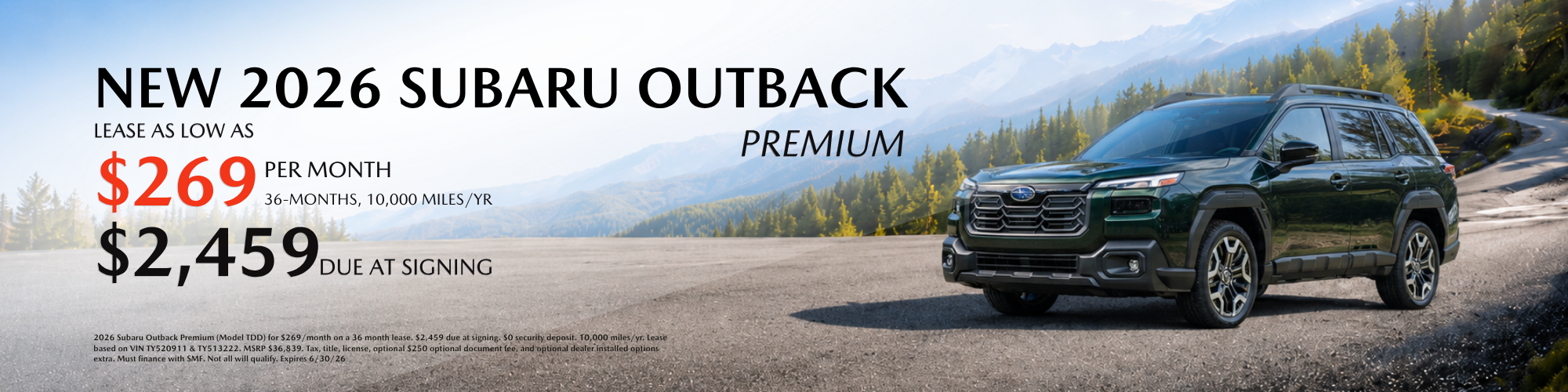 2026 Outback Premium Lease Special at Royal Moore