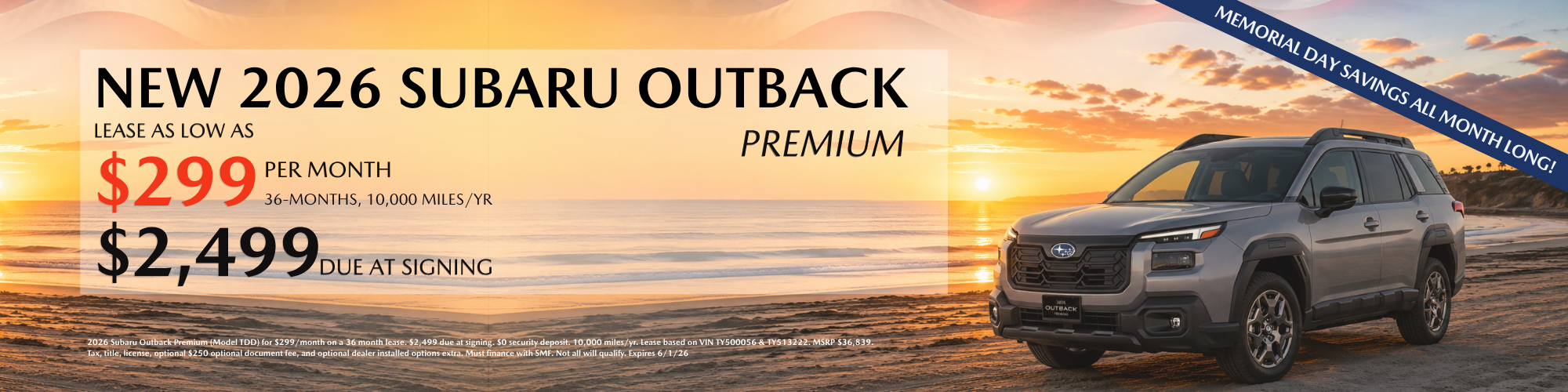 2026 Outback Premium Lease Special at Royal Moore