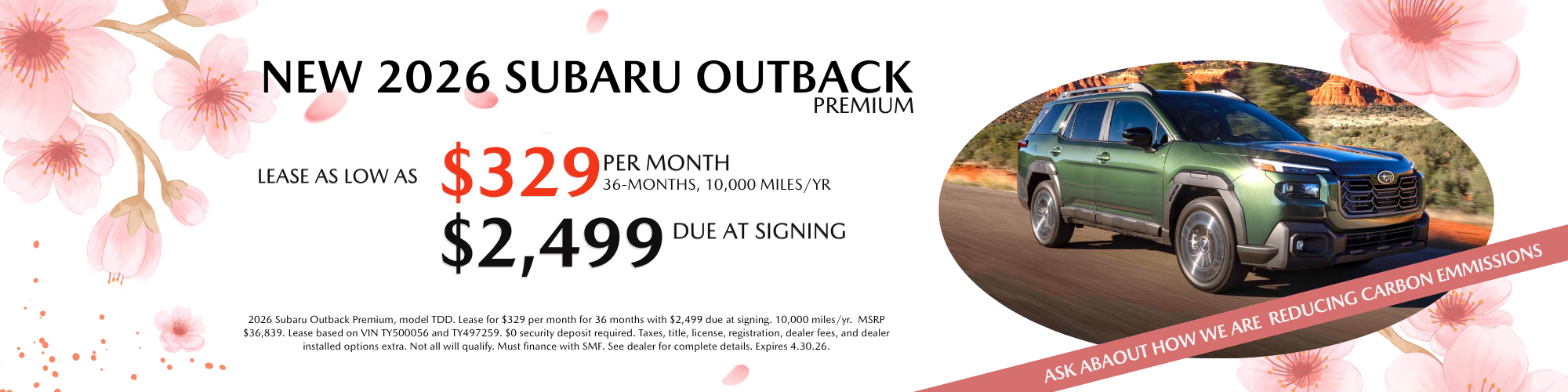 2026 Outback Premium Lease Special
