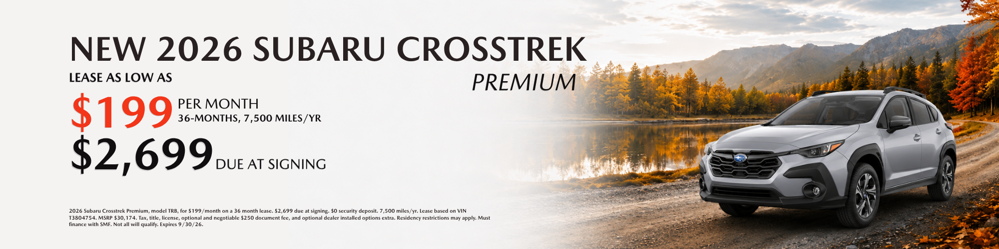 2026 Crosstrek Premium lease special at Royal Moore Subaru