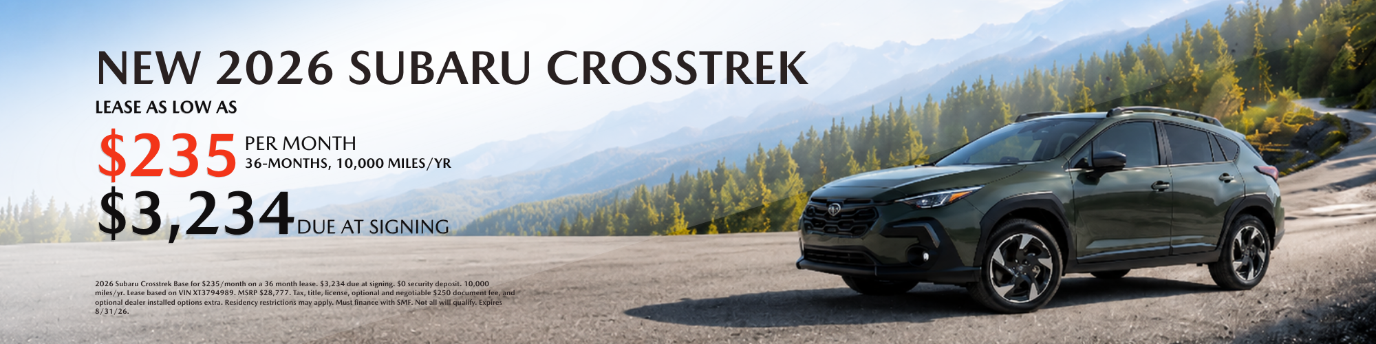 2026 Subaru Crosstrek lease special at Royal Moore Subaru