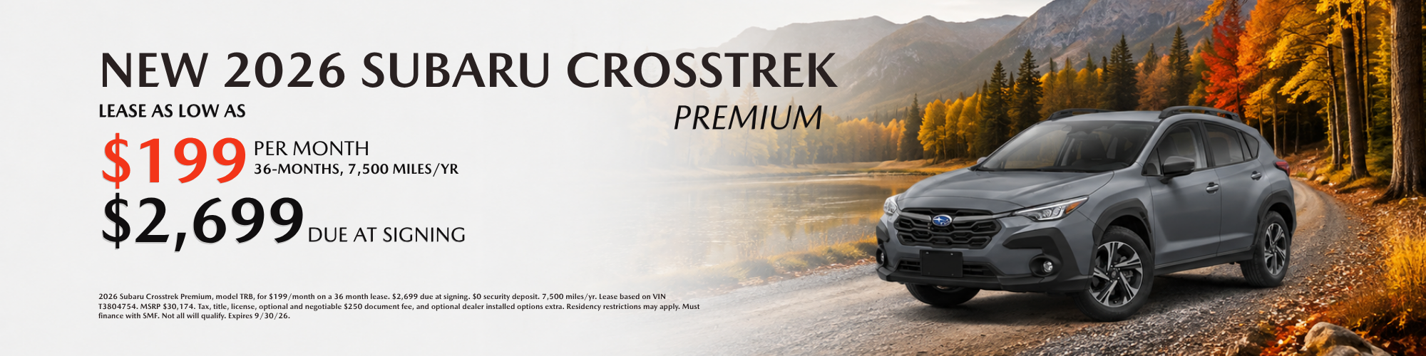 2026 Crosstrek Premium lease special at Royal Moore Subaru