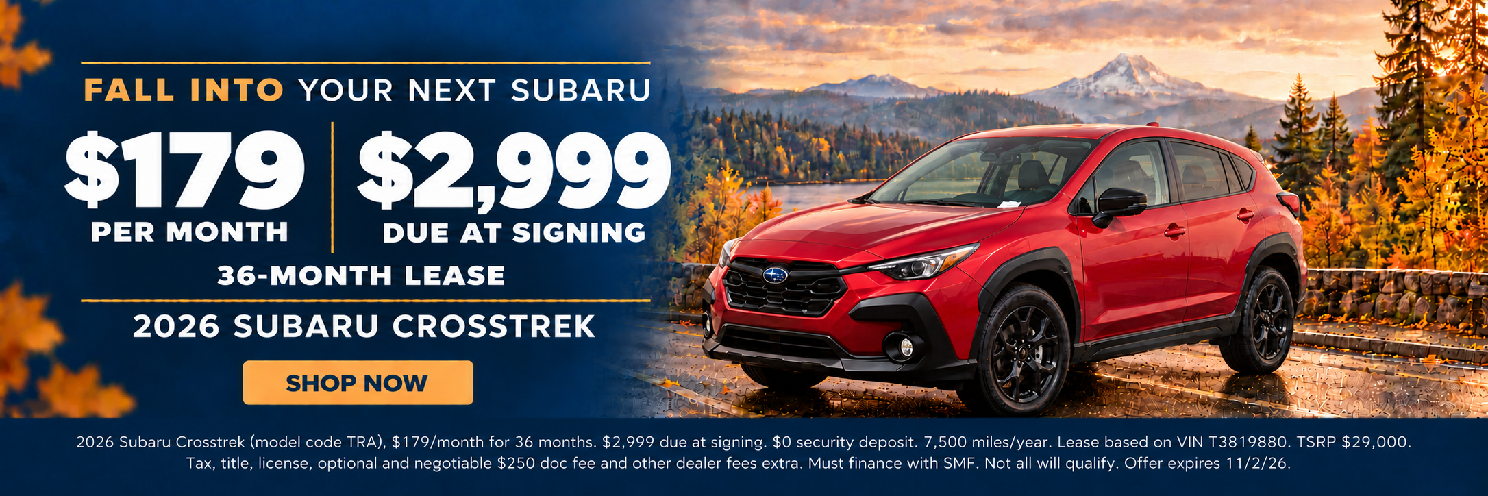 2026 Crosstrek lease special at Royal Moore Subaru