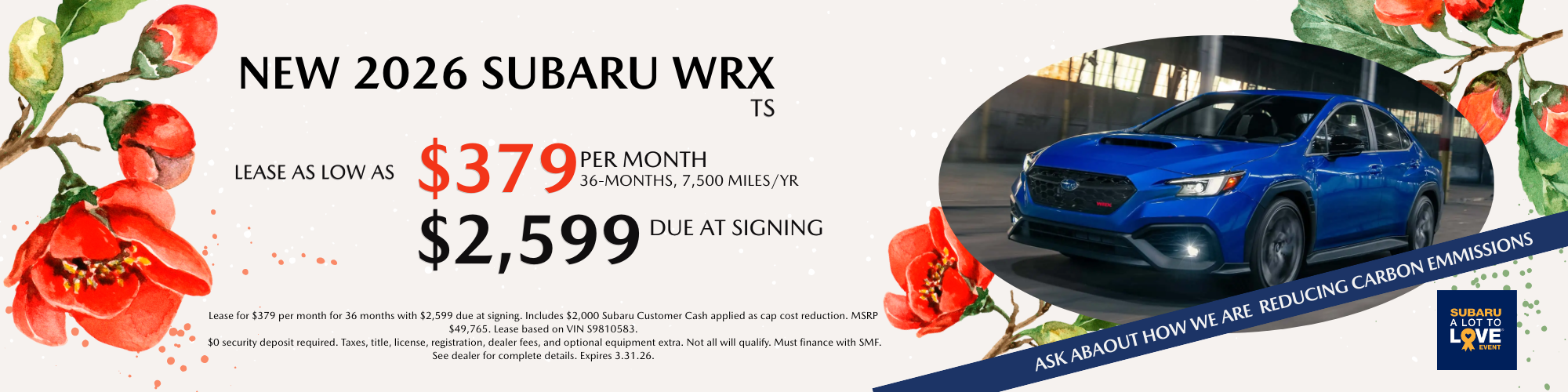 2026 WRX TS Lease Special