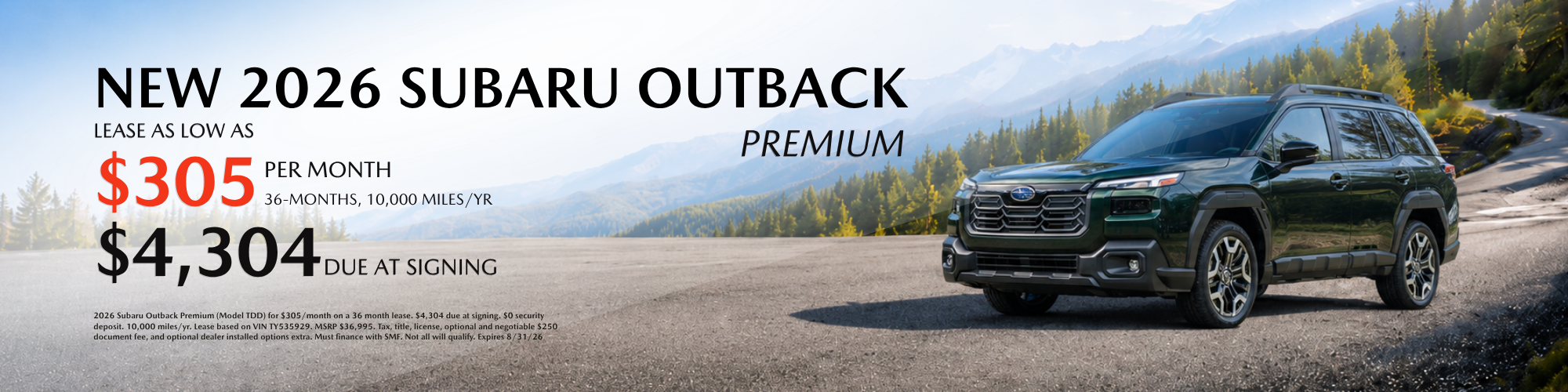 2026 Outback Premium Lease Special at Royal Moore