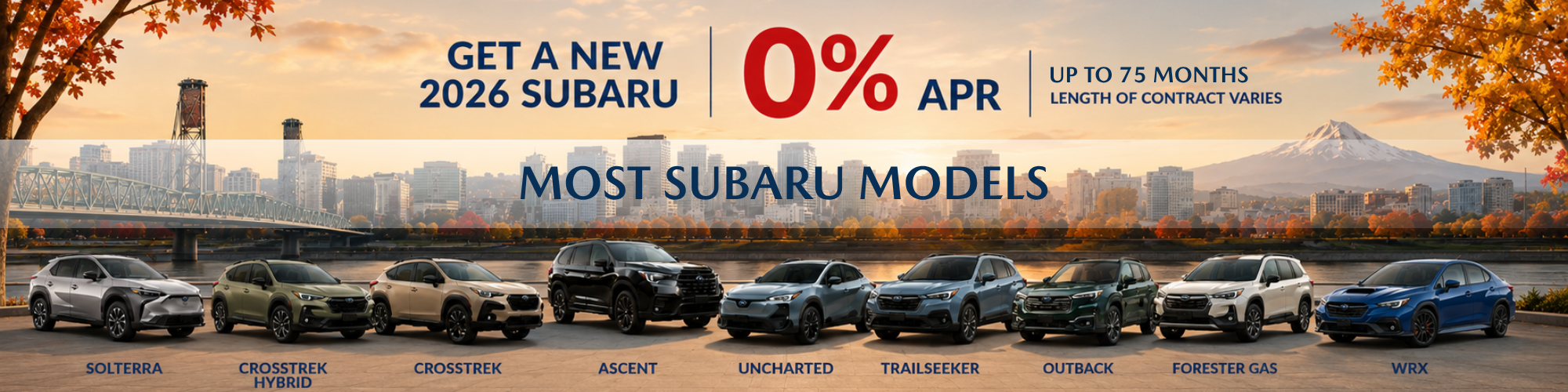 0% APR Specials on most New Subaru's at Royal Moore